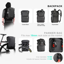 Load image into Gallery viewer, Rhinowalk Bike Pannier Bag 22L Waterproof Bike Rear Rack Bag Bicycle Panniers Multifunctional Cycling Backpack Bike Accessorie
