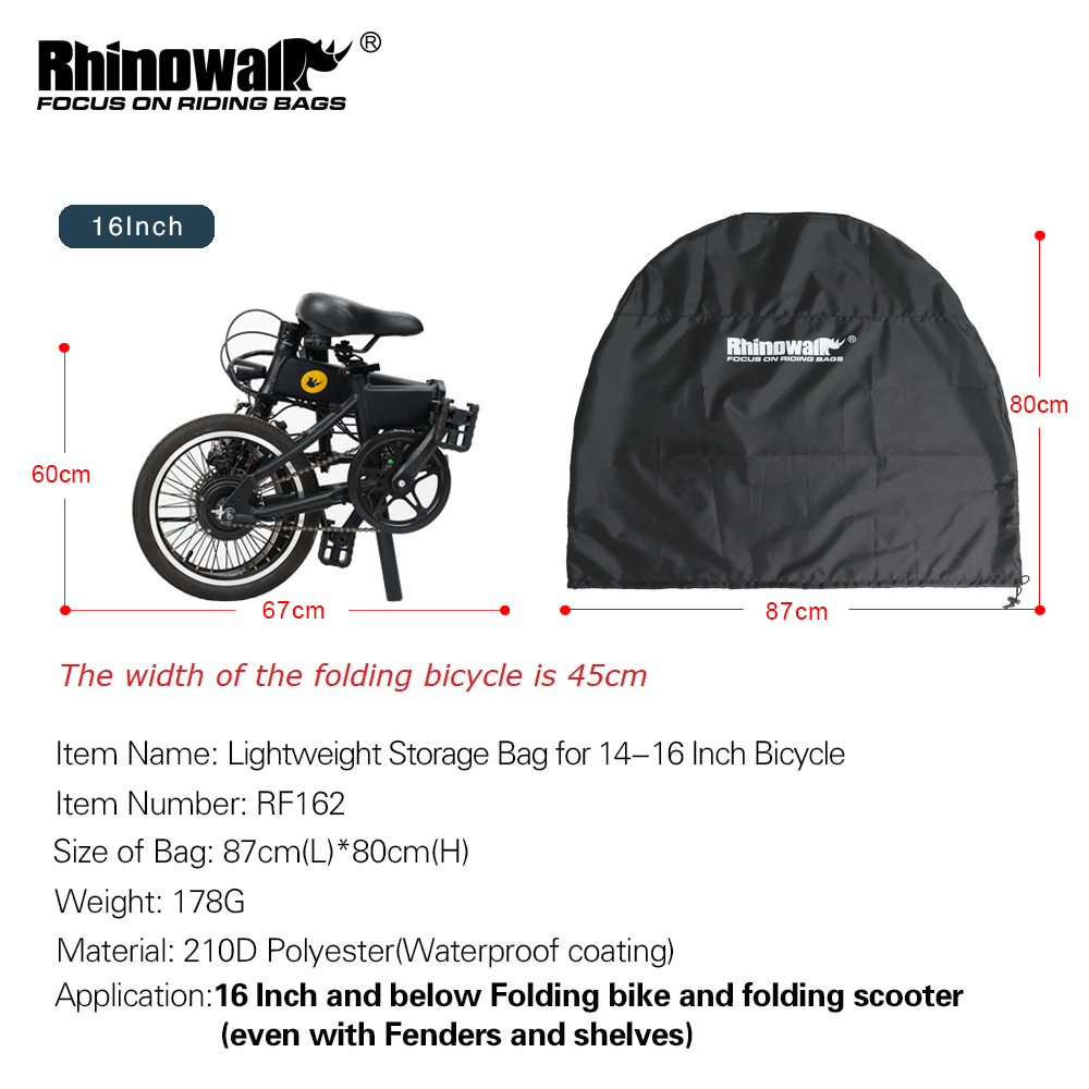 Rhinowalk Bike Storage Bag for 20-16 Inch Folding Bike Carry Bag Bicycle Transport Storage Case Bike Travel Bag for Air Travel