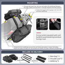 Load image into Gallery viewer, Rhinowalk Motorcycle Bag 48L Waterproof Saddle Tail Bag 2PCS Universal Motorbike Waterproof Removable Inner Bag Luggage Pannier
