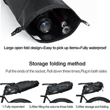 Load image into Gallery viewer, Rhinowalk Bike Saddle Bag Waterproof Bicycle Reflective Large Capacity Foldable Tail Rear Bag Cycling MTB Trunk Pannier Black
