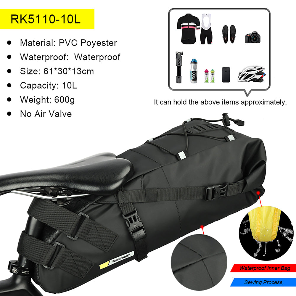 Rhinowalk Rainproof Bicycle Bag Shockproof Bike Saddle Bag For Refletive Rear Large Capatity Seatpost MTB Bike Bag Accessories