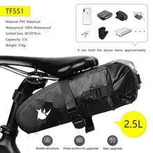 Load image into Gallery viewer, Rhinowalk Bike Saddle Bag Waterproof Bicycle Reflective Large Capacity Foldable Tail Rear Bag Cycling MTB Trunk Pannier Black
